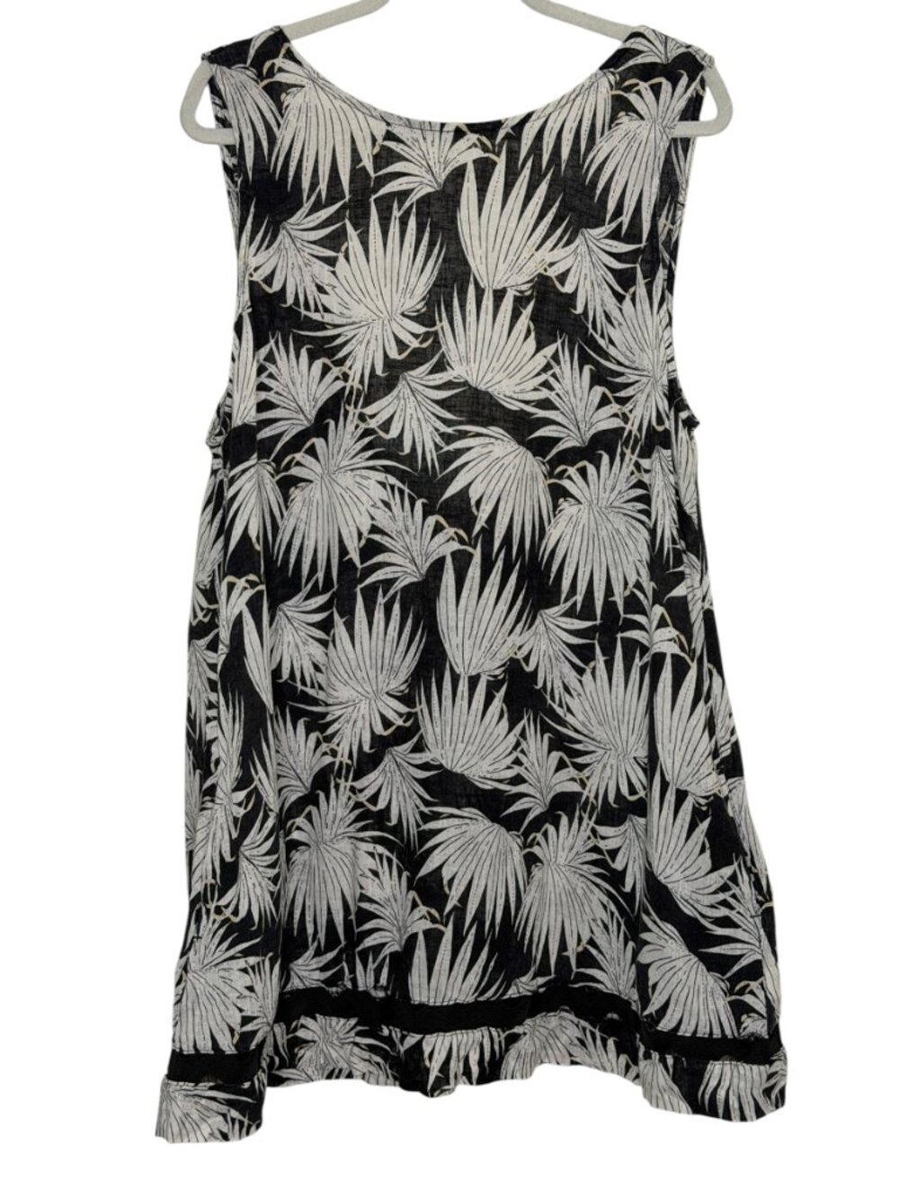 Rachel Zoe Mini Dress A Line Linen Blend Rick Rack Floral Black White XL